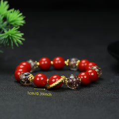 Vintage Red Bead & Golden Spacer Bracelet for Good Luck, Protection & Prosperity