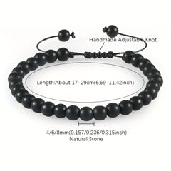 Elegant Vintage Black Matte Stone Bracelet - Grounding Energy for Daily Wear