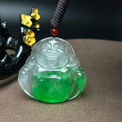 Floating Green Quartz Buddha Pendant for Emotional Healing, Inner Peace & Abundance