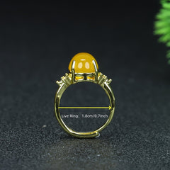 Chicken Oil Yellow Jade Adjustable Ring for Men - Grounding Energy & Timeless Style Jewelry