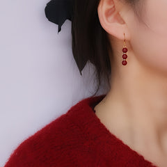 Cinnabar Drop Earrings - 6-7mm Like Candied Hawthorn for Energy Balance & Daily Elegance