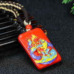 Cinnabar Stone Pixiu Pendant for Wealth Attraction Traditional Chinese Feng Shui Amulet for Good Fortune