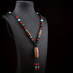 Ethnic Bohemian Natural Stone Pendant Necklace — Grounding Protection, Harmonious Energy, Spiritual Balance