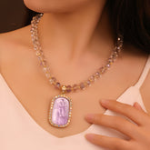 Elegant Vintage Necklace Purple Crystal Energy Balance Intuition