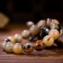 Large Yak Horn Bead Bracelet Ethnic Style Colorful Anklet for Prosperity & Protection