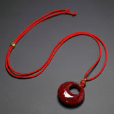 Red Sand Princess Knot Pendant Necklace - Unisex Beaded Charm for Good Luck & Professional Success