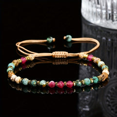 1pc Natural Stone Adjustable Bracelet - Energy Healing & Casual Elegance