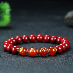 Men's Cinnabar Good Luck Bracelet for Exams and Success Spiritual Protection