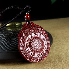 Elegant Cinnabar Eight Trigrams Pendant Necklace - Wealth Attraction & Synthetic Stone Fashion for Men