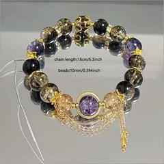 Bohemian Gradient Amethyst Bracelet with Golden Star Charms for Spiritual Energy & Everyday Elegance