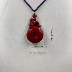 Natural Raw Stone Cinnabar Safe Buckle Purple Gold Sand Mythical Animal Pixiu Lucky Body Protection Necklace - Positive Energy Talisman