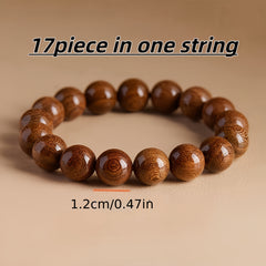 17pcece Veneer Wooden Bracelet - Natural Wood Beads for Daily Energy & Spiritual Harmony