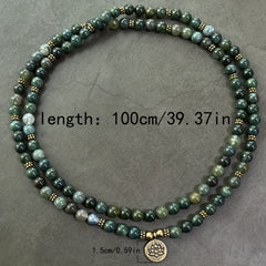 108 Moss Agate Mala Beads - Bohemian Style for Inner Peace & Holiday Gifts