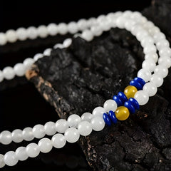 White Sheep Fat Natural Stone Bracelet for Couples 108 Beads Tranquility & Relationship Harmony