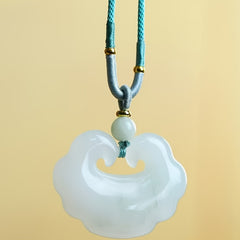 Fengyun Ru Yi Lock Natural Stone Pendant - Chinese White Necklace for Harmony & Protection