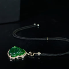 Elegant Faux Jade Emperor Character Pendant Necklace for Men and Women - Natural Stone for Authority, Protection and Spiritual Harmony