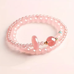 Peach Pink Bead Bracelet - Lucky Charm for Mindful Living
