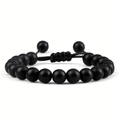 Elegant Vintage Black Matte Stone Bracelet - Grounding Energy for Daily Wear