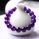 Elegant Natural Purple Amethyst Beaded Bracelet - Daily Wear Spiritual Energy Accessory for Mind-Body Balance