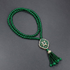 Elegant Faux Jade Flower Pendant Necklace for Harmony Grace and Abundance