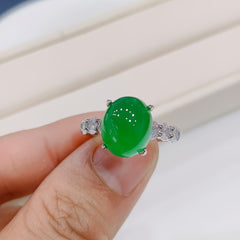 Vintage Green Faceted Ring | Adjustable Band, Timeless Jewelry for Harmony & Vitality