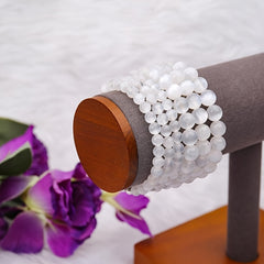 White Cat's Eye Stone Stretch Bracelet for Yoga, Meditation, and Positive Energy