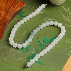 Natural White Jade Beaded Necklace for Men, Elegant Unisex Style, Calming Energy & Inner Peace