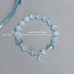 Cat's Eye & Moonstone Charm Bracelet — Intuition Enhancing & Protective Energy Jewelry