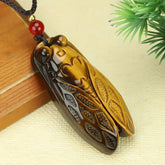 Natural Stone Pendant - Bohemian Style Unisex Jewelry with Cicada Symbol for Good Fortune