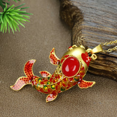 National Style Good Luck Koi Fish Necklace - Prosperity Energy for Success & Transformation