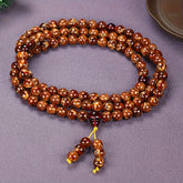 Vintage 108 Bead Prayer Necklace - Brown Buddhist Mala for Spiritual Energy