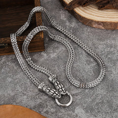 Men's Stainless Steel Snake Bracelet - Double Head Design for Energy Balance & Protection