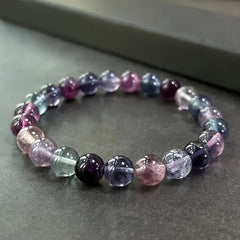 Natural Rainbow Fluorite Bracelet - Bohemian Spiritual Meditation Accessory for Clarity & Energy Protection