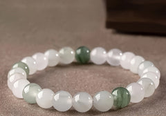 1pc Women's Natural Stone Bracelet - Elegant Beaded Jewelry with Greenish-Blue & White Marble Patterns - Harmony & Balance for Daily Wear