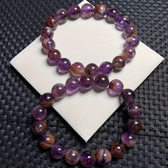 Natural Crystal Titanium Halo Bracelet Golden Purple Beads Minimalist Luxury Energy Jewelry Daily Wear