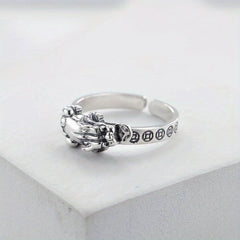Sterling Silver Feng Shui Pixiu Ring - Enhance Wealth & Protection with Adjustable Design