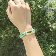 1pc Natural Green Aventurine Leaf Clover Beaded Bracelet - Unisex Stone Bracelet for Daily Wear & Holiday Decor with Energy Balancing