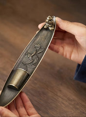 Traditional Metal Boat-Shaped Incense Burner - Dragon Design for Home Decor & Holiday Energy