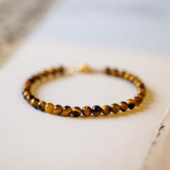 Synthetic Tiger's Eye Bracelet - Brown & Gold-Brown Striated Beads for Everyday Elegance & Energy Balance