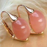 Elegant Pink Opal Earrings with Sparkling Accents: Vintage French Style for Bridal & Spiritual Harmony