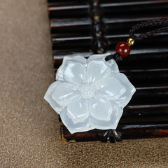 Natural Stone Lotus Pendant Necklace - Elegant Fashionable Design for Couples & Parties