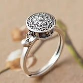 1PC Middle East 360° Rotating Boho Ring - Silver with Intricate Patterns for Spiritual Energy
