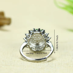 Men's Green Agate Ring for Prosperity and Emotional Balance, Vintage Statement Ring with Adjustable Band