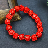 Elegant Cinnabar Nine-Tailed Fox Bracelet - Spiritual Protection, Prosperity & Luck