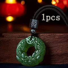 Elegant Teal Glass Pixiu Pendant Necklace - Energy Healing & Protection for Couples | Non-Magnetic Gift