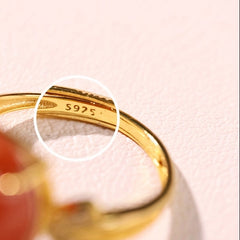 S925 Silver South Red Agate Ring Set - Adjustable Harmony Talisman for Daily Elegance