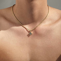 Men's Minimalist Four-Pointed Lucky Star Pendant Necklace - Elegant Collarbone Chain with Bohemian Style & Fine Chain for Everyday Wear