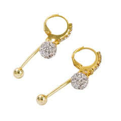 Elegant Rhinestone Statement Earrings with Positive Energy - Comfortable Clip-On Design for Daily Wear