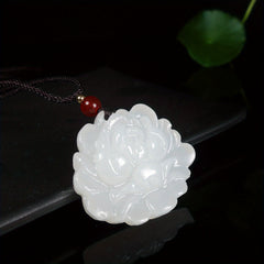 White Flower Natural Stone Pendant - Vintage Artistic Style for Harmony & Protection