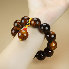 Vintage Bohemian Resin Bead Bracelet - Grounding Wood Grain Beads for Positive Vibes and Style